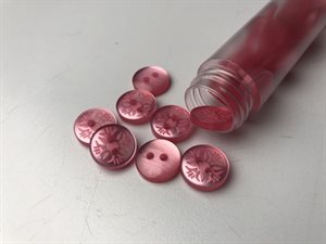 Knap - fint mønster og lyserød, 13 mm